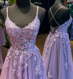 Lace Prom Dress With Lace Closure, Lace Dress With Lace Closure For Prom, Lace Bodice A-line Evening Dress, Purple Lace Dress For Debutante Ball, Floor-length Tulle Dress With Lace Trim, Spring Wedding Dress With Lace Closure, Formal Tulle Lace Dress With Lace Bodice, A-line Lace Prom Gown, Lace A-line Prom Gown