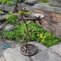 Invite birds to play in your backyard with our Cast Aluminum 33-in Branch and Leaf Bronze Bird Bath. This traditional style sculpture will look good in your yard alone or among other pieces. It's perfect for attracting birds to bathe, drink and eat! This bird bath takes only a few minutes to set up making it a perfect gift for anyone. Unlike the other cheap low quality concrete and plastic resin bird baths, this one is constructed out of all solid cast aluminum. The weight of the bird bath is pe Metal Bird Bath, How To Attract Birds, Manufactured Stone, Metal Birds, Peel And Stick Tile, Counter Height Dining Sets, Two Birds, Porcelain Mosaic, Kitchen Mirror