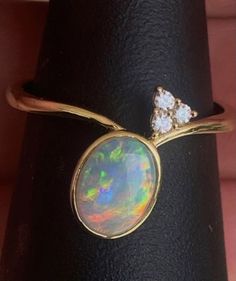 Unique Australian Crystal Opal And Solid Gold Ring Size 7 (Ref 3581) Australian Opal Ring, Opal Band, Crystal Opal, Solid Gold Rings, Australian Opal, Opal Ring, Opal Crystal, Opal Auctions, Gorgeous Earrings