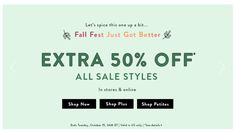 an extra 50 % off sale on all styles