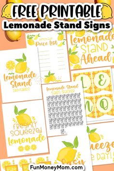 lemonade stand signs with free printables to make them look like they are ready for