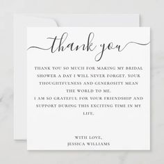 a thank card with the words, thank you so much for making my bridal shower