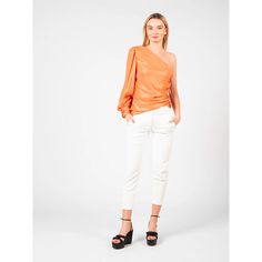 Illuminate your wardrobe with this radiant orange blouse by PINKO, crafted from a shimmering laminated fabric that adds a touch of glamour to any ensemble. Its eye-catching hue and luxurious texture make it a must-have piece for those who love to stand out in style. Material: 100% Polyester Country of origin: PL Color: Orange Laminated Fabric, Orange Blouse, One Shoulder Tops, Polyester Top, Overall Shorts, Orange Color, Laminate, Shoulder Top, Make It