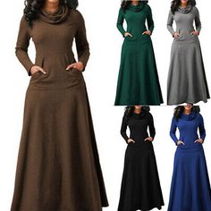 Find ideas๏ฟฝand inspiration for Women Casual Pocket Maxi Dress Ladies Long Sleeve High Neck Pullover Dresses DIY, Womens Dresses Long Sleeve Maxi Dress Casual, High Neck Pullover, Pocket Maxi Dress, Sweater Dress Oversized, Warm Dresses, Sleeveless Long Dress, Ball Gowns Evening, Full Dress, Long Sleeve Casual Dress