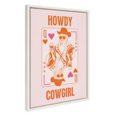 a pink poster with an image of a cowboy on it