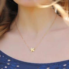 Starfish necklace / Star necklace gold / Brushed Gold necklace | Etsy Dainty Gold Starfish Necklace, Gold Starfish Charm Necklace, Dainty Starfish Necklace For Gift, Dainty Starfish Necklace As Gift, Thick Gold Chain Necklace, Tiny Star Necklace, Gold Star Necklace, Thick Gold Chain, Star Choker