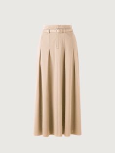 Pin-Tuck Midi Skirt with Belt Midi Skirt With Belt, Skirt With Belt, Aline Skirt, White Charcoal, Pocket Belt, Tapered Pants, Pin Tucks, Wool Fabric, Skirt Pants