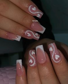 Ballet Nails, French Tip Nail Designs, Cute Simple Nails, Square Nail Designs, Fancy Nails Designs, Girly Acrylic Nails, White Nail, Short Acrylic Nails Designs, Pink Acrylic Nails