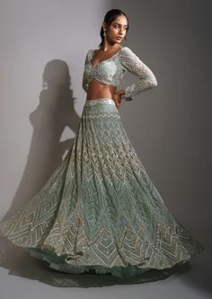 Aqua Lehenga, American Indian Dress, Ritika Mirchandani, Ivory Lehenga, Tiana Dress, Simple Lehenga, Georgette Lehenga, Full Sleeve Blouse, Indian Bridal Photos