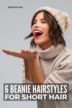 26 Cute and Easy Hairstyles with Beanies for Winter | Whether you have short, shoulder length, or long hair that's straight, wavy, or curly, beanies make the perfect hair accessory for second and third day hair and/or when you're enjoying a lazy snow day. Unfortunately, getting you hair to look good with a hat on is never as easy as girls on TikTok and Instagram make it seem, but I promise it's not as difficult as it look. If you want to skip the shampoo, check out these easy beanie hairstyles! Winter Hat For Short Hair, How To Wear A Toque With Short Hair, Hairdo With Beanie, How To Style A Beanie With Curly Hair, Shoulder Length Hair With Beanie, Short Hair Beanie Hairstyles, Cute Beanie Hairstyles For Short Hair, Short Hair With Winter Hat, Hairstyles With Winter Hats