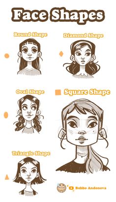 the different types of facial shapes and their uses in each face shape, from nose to head