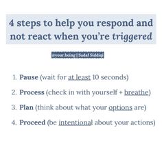 Here’s how you can start practicing:⁣ ⁣ • Pause. Next time you feel a strong emotion, wait at least 6 seconds before you do anything (or longer if you need)⁣ ⁣ • Then reflect. What’s the source of your trigger?⁣ ⁣ • Reframe your thoughts to be more accepting about the situation.⁣ ⁣ • Label your experience without judgement (“I’m uncomfortable right now but I will be okay.”).⁣ Now Accepting New Clients, I Will Be Okay, Without Judgement, Emotional Regulation, Be Okay, Mental And Emotional Health, Healing Quotes, Self Improvement Tips, Emotional Health