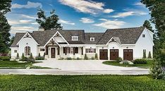 this is an artist's rendering of the front elevation of these luxury home plans