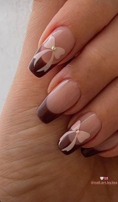 Fur Nails, Bow Nail Designs, Aesthetic Nail, Colourful Nails, Brown Nails Design, Wine Nails, Maroon Nails, Cute Nails For Fall