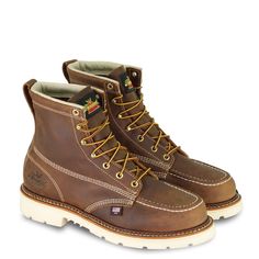 When the job conditions are rugged, American Heritage 6″ Trail Crazyhorse safety toe boots keep your feet protected and planted firmly on the ground. These leather work boots are a must-have when steel toe protection is required, and the MAXWear 90™ slip-resistant outsole offers a unique grip pattern to help prevent falls. Plus, with durable Trail Crazyhorse full-grain leather, these boots still look stylish enough to wear on weekends. Boots in our American Heritage line are comfortable the firs Thorogood Boots, Leather Work Boots, Mens Fashion Edgy, Steel Toe Boots, Mens Fashion Rugged, Work Boots Men, Safety Boots, Shoe Company, Comfortable Boots