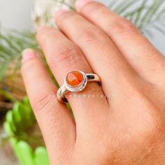 MATERIALS & DIMENSIONS Beautiful Orange Carnelian Ring, 925 Sterling Silver Ring, Womens Rings, Natural Carnelian, Handmade Ring ,Gifts for Her, August Birthstone ✦ Natural Orange Carnelian Ring, sterling silver Ring,  ✦ STERLING SILVER  ✦Stone Size:-6-7mm approx #You can use it your self or gift it to someone. It is an ideal gift which everyone would love to get. #If you want extra-small or extra-large let me know. We will make it specially for you. #Payment is accepted We accept payment throug Orange Sapphire Round Ring, Silver Carnelian Ring As A Gift, Silver Carnelian Rings For Gift, Orange Rings With Polished Finish For Anniversary, Orange Sterling Silver Ring, Carnelian Cabochon Ring As Gift, Silver Carnelian Rings Spiritual Style, Carnelian Cabochon Ring Gift, Amber Carnelian Ring With Cabochon