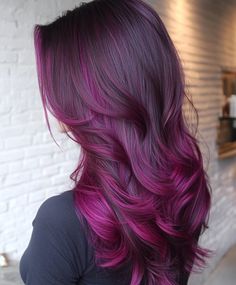 51 Pink Hair Ideas: Natural Highlights & Subtle Styles - The Fusion Feed Plum Hair With Pink Highlights, Magenta Underneath Hair, Magenta Hair Balayage, Magenta Hair Highlights, Magenta Hair Color, Raspberry Hair Color, Fuschia Hair, Magenta Hair Colors, Two Color Hair