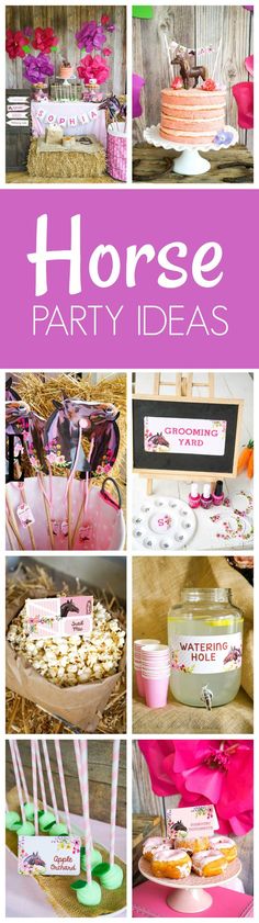 horse party ideas with pink and green decorations