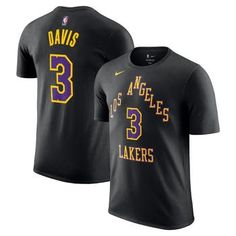 Support your favorite Los Angeles Lakers player all season long with this Anthony Davis 2023/24 City Edition Name and Number T-shirt. Its exclusive design by Nike represents the history and culture of the Los Angeles Lakers. Cotton fabric gives this Anthony Davis tee a traditional look and feel that's comfortable to wear any day. Officially licensed Imported Screen print graphics Machine wash, tumble dry low Brand: Nike Crew neck Material: 100% Cotton Short sleeve Black Fan Apparel Jersey With Crew Neck, Black Crew Neck Fan Apparel Jersey, Graphic Print Crew Neck Jersey For Fans, Crew Neck Cotton Jersey With Team Logo, Cotton Fan Gear Jersey With Crew Neck, Cotton Crew Neck Jersey For Fan Gear, Crew Neck Jersey With Team Logo, Crew Neck Jersey With Logo Print For Sports Season, Cotton Jersey With Team Logo