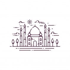 an outline drawing of a mosque