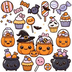 halloween pumpkins and candy clipart set