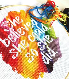 a cross - stitch pattern with the words no one is illegal in rainbows on it