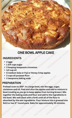 the instructions for how to make an apple cake