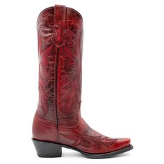 PRICES MAY VARY. Premium cowhide leather vamp/top Leather outsole 14 inch shaft/2 inch heel A Classic Silhouette Of The True Western Dress Boot For Any Occasion. Accented With An Understated Stitch, A Fashion Toe And Heel To Give A Sense Of Elegance And Class. Red Dress Cowboy Boots, Red Dress Boots, Western Dress With Boots, Red Cowgirl Boots, Red Cowboy Boots, Dresses With Cowboy Boots, Dress Boot, Boots Knee High, Shoe Image