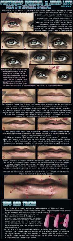 an info sheet shows how to draw the eyes and eyebrows in different ways, including eyeliner