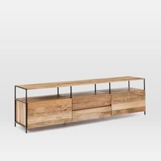 the sideboard is made out of wood and metal