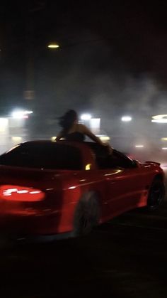 Red Car, At Night, A Woman, Sports Car, Sports