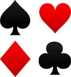 four card suits with hearts and spades