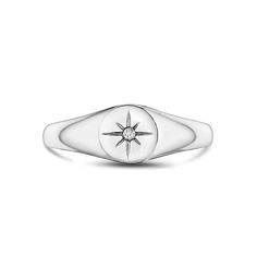 The beautiful stainless steel north star signet ring is a great piece to add to any jewelry collection. This ring is great for stacking with other style rings. It features a cubic zirconia stone in the center. Available is silver and in gold color. Product DetailsFront Width: 5.5 mm (0.22")Back Width: 2 mm (0.08")Thickness: 2 mm (0.08")Finish: ShinyRing Size: US/CA Standard Shiny Rings, North Star, Silver Stars, Signet Ring, White Gold Rings, Women Rings, Gold Color, Cubic Zirconia, Jewelry Collection