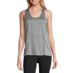 You'll love wearing this Xersion women's tall top to go the extra mile for all your workouts. The active top is made from a breathable, soft stretch-jersey with odor-resistant and moisture-wicking properties and Everair technology. It has a scoop neckline and is cut in a loose-fit to pair over your favorite workout leggings effortlessly. Features: Odor Resistant, Moisture Wicking, Quick Dry, Stretch Fabric, RacerbackClosure Type: Pullover HeadFit: Relaxed FitNeckline: Scoop NeckSleeve Length: Sl Casual Scoop Neck Tank Top For Sports, Functional Sleeveless Top For Light Exercise, Go-dry Scoop Neck Sports Tops, Gray Sleeveless Stretch Activewear, Scoop Neck Sports Top With Go-dry Technology, Athleisure Scoop Neck Tank Top For Gym, Athleisure Scoop Neck Tank Top For Workout, Scoop Neck Athleisure Tank Top For Workout, Sleeveless Sportswear Tops For Yoga