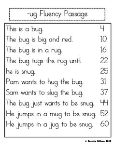 a worksheet with the words ug flueny passage