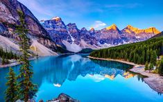 a mountain lake surrounded by trees and mountains