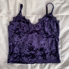 Gorgeous Velvet Crop Top With Lace At The Top. Never Worn, Unfortunately Doesn’t Fit Me 100% Polyester Genshin Clothes, Fire Clothes, Purple Goth, Goth Princess, Sunset Girl, Money Rich, Zombies 2, Lavender Aesthetic, Cute Couple Gifts