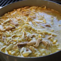 a large pot filled with food on top of a stove