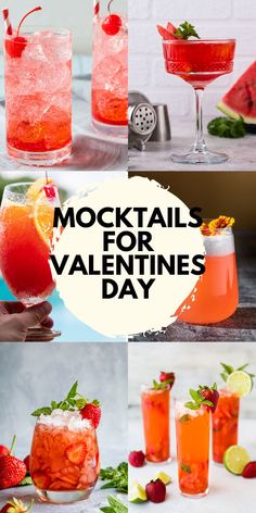 cocktails for valentine's day with text overlay