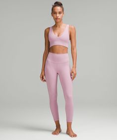 Feels (Almost) As Good As Savasana. Powered By Nulu Fabric, This Version Of The Lululemon Align Yoga Bra Wraps You In Buttery Softness And Has A V-Neckline. Designed For Yoga. Intended For Low-Impact Activities. | Lululemon Align™ V-Neck Bra Light Support, A/B Cup Pink Lululemon Activewear For Yoga, Lululemon Pink Activewear For Pilates, Fitted Lululemon Sports Bra, Lululemon Compressive Sports Bra, Pink V-neck Activewear For Workout, Lulu Bra, Lululemon Set, Lululemon Sports Bra, B Cup