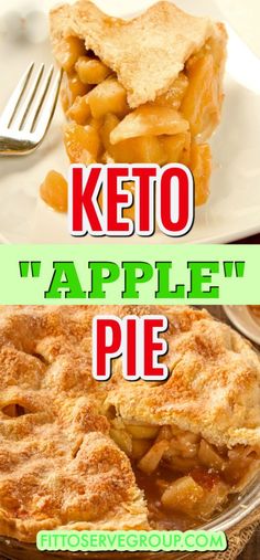 two pictures with the words keto, apple pie and an apple pie on it