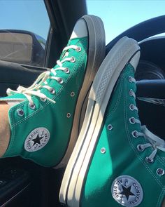 Colorful Converse, Teal Converse, Green Converse, Outfits With Converse, Cute Sneakers, Hype Shoes