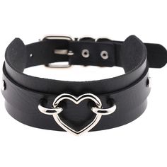 Heart Collar Choker - Goth Mall Harajuku Accessories, Leather Heart Choker, Goth Choker Necklaces, Punk Choker, Leather Choker Collars, Goth Choker, Heart Choker Necklace, Handmade Chokers, Leather Choker Necklace