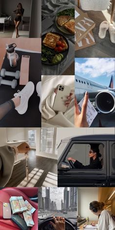 a collage of photos with people and objects