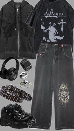 Black Aesthetic Grunge Outfit, Grunge Outfits Winter, Y2k Outfits Men, Fashion Top Outfits, Diy Clothes Life Hacks, Tomboy Fashion