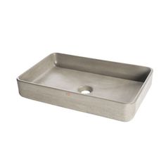 a stainless steel sink with a single hole in the middle and no faucet