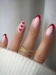 Nails 2023 #fashion #nails #nailart #nailpolish #naildesign #skincare #nail2023 #aesthetic #routine #skincareroutine Red Tip Nails, Nail Designs Valentines, Dipped Nails