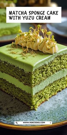 This soft, fluffy matcha sponge cake topped with smooth, zesty yuzu cream is the perfect fusion of traditional Japanese flavors, creating a unique and refreshing dessert. How To Make Matcha, Matcha Cake, Rich Cake, Matcha Tea Powder, Elegant Desserts, Refreshing Desserts, Buttery Cookies, Family Feast, Cake Toppings