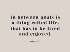 a quote that says, in between goals is a thing called life that has to be lived and enjoyed