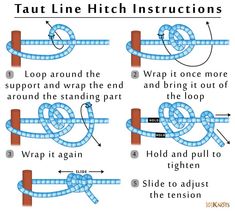 the instructions for how to tie a knot in two different directions, with text below